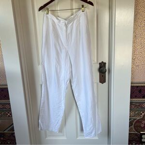 Vintage High Rise White Linen Pants